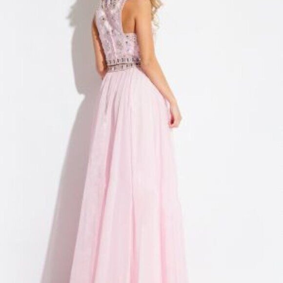 Rachel Allen 7220 Piece High Neck Racerback Beaded Crop Top Chiffon Skirt Size 2 - Picture 14 of 14